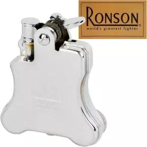 RONSON 론슨 오일 라이터 밴조 일본제 스티커 첨부 플린트식 크롬 새틴 마무