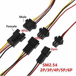 SM2.54 2 3 4 5 6핀 SM 암수 LED 커넥터 전선 점퍼케이블 플러그 총 길이 40cm핀 쌍