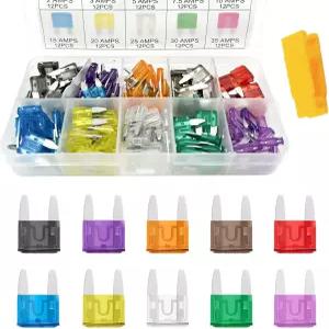 Xuphuyb 120PCS 자동차 퓨즈 모음 키트 미니 풀러 공구가 포함된 자동 블레이드 2A 3A 5A 7.5A 10A 15A 20A