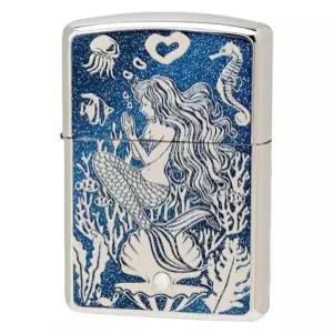 Zippo Zippo 오일 라이터 플린트 인어 Mermaid 스와 로브 스키 특제 스티커가있는