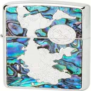지포 Zippo 오일 라이터 플린트 아머 쉘 월드 맵 양면 가공 조개 붙이 세계 지
