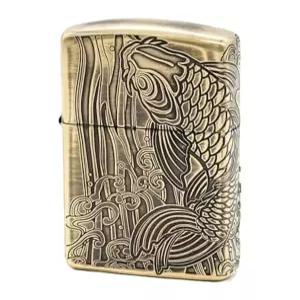 지포 Zippo 오일 라이터 플린트 황동 양면 가공 잉어 그레이 2MPPCarp GYGP 특제