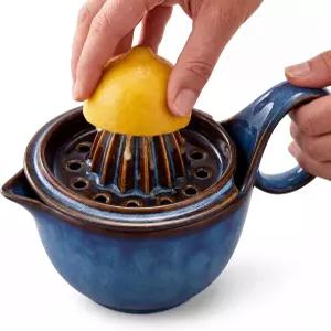 Sawysine Lemon Juicer 세라믹 수동 손 시트러스 압착기 휴대용 라임 오렌지 리머 회전 프레스 8.45온스 볼