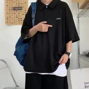 데일리 스타일 남성 카라넥 오버핏 반팔 셋업 남자반팔라운드티 반바지티셔츠세트