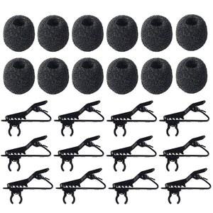 AUGSUN 12PCS 라발리에 마이크 클립 메탈 타이 폼 윈드스크린 커버 라펠 교체 키트 포함