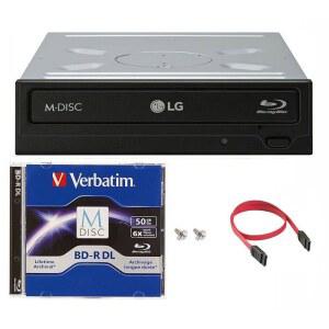 LG WH14NS40 14X 블루레이 BDXL DVD 포함 M-DISC 무료 케이블 드라이브 번들, 버너 CD SATA 50GB 나사 장착 + 내부 DL BD-R