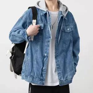 [골드스마일]청자켓 탈부착 후드 포켓 긴팔 남성 데일리 후드끈