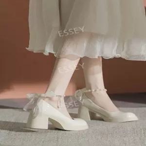 진주 고급 슈즈 스몰 본식 통굽 여성구두 웨딩