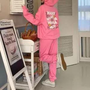 빅사이즈여자티셔츠 여성 메이크 후드맨투맨 조거팬츠 SET bu24334