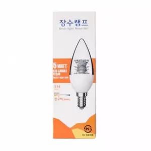 장수램프 5W LED촛대구 E14 전구색(투명)3000K