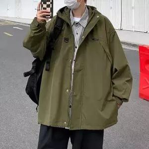 남녀공용 하프 야상 자켓 루즈핏 커플룩 로고포인트 스웨이드자켓
