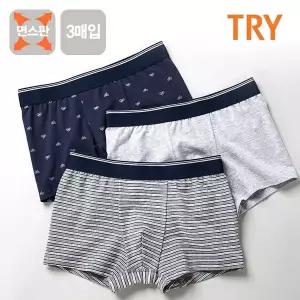 TRY 면스판 모모 주니어 남성 드로즈 사각 속옷 3매입