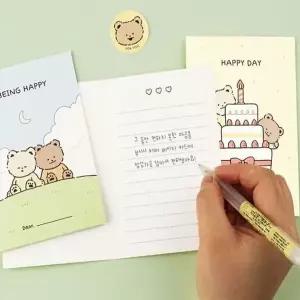 베어 메시지 카드 5개 다꾸 문구 편지 기념일 인사 축하편지
