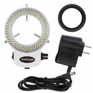 스테레오 현미경 및 카메라용 AMSCOPE LED-144W-ZK 화이트 조절 가능 144 LED 링 조명