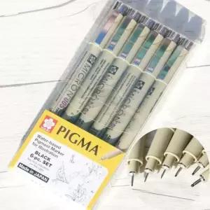 드로잉펜 사쿠라 피그마 마이크론 BLACK set 0.15-0.5mm 6pcs