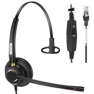 아라마 유선 전화 헤드셋 모노와 ShoreTel Plantronics Polycom Zultys Toshiba NEC Aspire Dterm Nortel Norstar Meridian Packet8 데스크폰(A800S2)과 호환되는 노이즈 캔슬링 마이크 포함