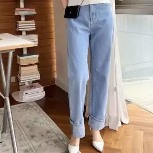셀럽하우스 기본 스타일 세미 와이드핏 롤업 데일리 여성 청바지