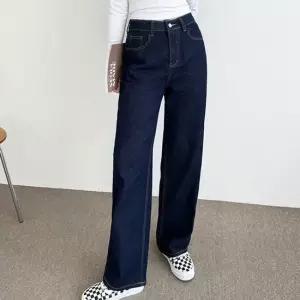 셀럽하우스 여자 슬림 와이드핏 면 100 심플 데님 일자 청바지