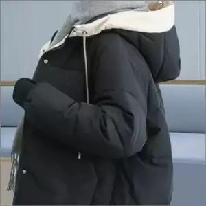셀럽하우스 아우터 숏패딩 점퍼 겨울 배색 후드 여자 패딩잠바