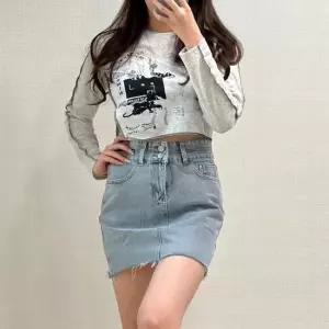 셀럽하우스 여성 하이웨스트 데님 미니스커트 청치마