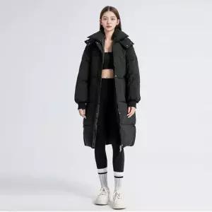 셀럽하우스 여성 3컬러 무릎기장 롱패딩 베이직 하인게 후드 점퍼