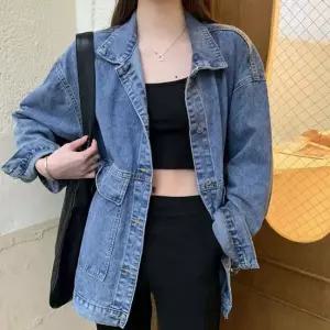 셀럽하우스 오버핏 멋쟁이 데님 청자켓 점퍼 캐주얼 여자 잠바