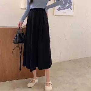 셀럽하우스 봄에 입기 좋은 여자 밴딩 면스커트 롱치마 데이트룩