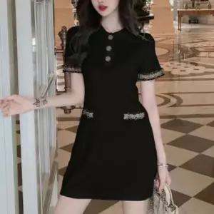 셀럽하우스 여성 여름 결혼식 하객 이쁜 반팔 카라 미니 원피스