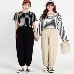 셀럽하우스 허리밴딩 여자 쿨바지 9부조거 조거팬츠 여름밴딩바지