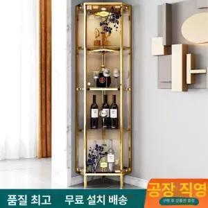 스텐 술장 코너 장식장 상단 강화 LED 거실
