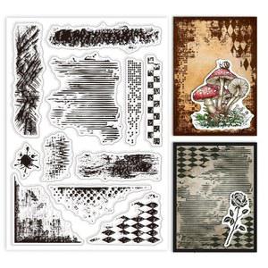 GLOBLELAND 빈티지 텍스처 배경 카드용 클리어 스탬프 레트로 마크 실리콘 투명 DIY 스크랩북 사진 앨범 저널 4.33x6.3인치