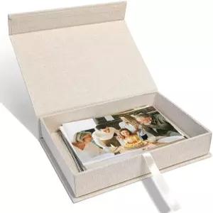 뚜껑이 있는 5x7인치 아카이브 사진 보관함 인증서 보석 및 스크랩북 용품 케이스 엽서 베이지색을 위한