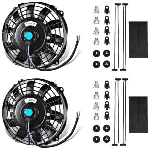 MuHize 7인치 슬림 라디에이터 팬 - 12V 80W 800 CFM 고성능 냉각 키트 블랙 2팩