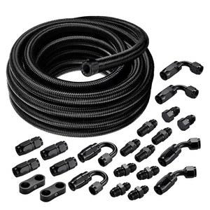 이블 에너지 6AN 연료 라인 키트 24PCS 피팅 키트가 포함된 나일론 땋은 호스 CPE 20FT