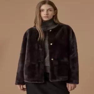 질스튜어트 뉴욕 여성 25FW 차콜그레이 단색 양모피 점퍼 WJJU5D530CG