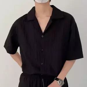 [모로엠]남성 여름 플리츠 오픈카라 반팔 셔츠 ON SHH QWFAADC1_P428474047