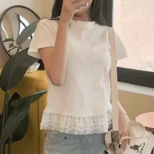[RIZPICK]러블리 레이스 루즈핏 반팔 캠퍼스룩 티