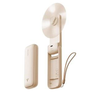 Aecooly 슬림 휴대용 선풍기 2팩, 얇은 선풍기, USB 충전식 미니 개인용 [최대 냉방 시간 24시간], 여행, 여름, 여성용 배터리 구동 소형 접이식 포켓 - 베이지