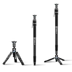 SIRUI SVM-165 카메라용 급속 모노포드, 65 u201D 탄소 섬유 모노포드(발 포함), 원스텝 높이 조절, DSLR 경량, 모듈러 3 in 1, 최대 하중 22파운드