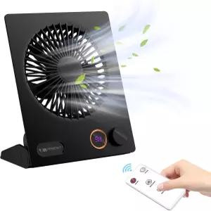 소형 책상 선풍기 베몬트 USB 테이블 5000mAh 충전식 배터리 리모컨이 있는 180°Tilt 접이식 개인 휴대용