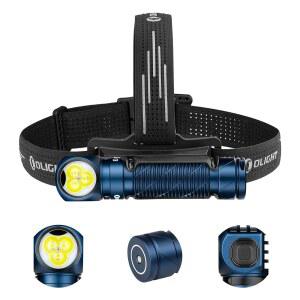 OLIGHT Perun 3 충전식 헤드램프 손전등, 3000루멘 LED 헤드라이트(빨간색 포함), 헤드밴드 포함 방수 헤드램프(야외 캠핑, 하이킹, 작업용) (미드나잇 블루)