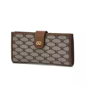 [헤지스](천안아산점)[헤리아토] H장식 브라운 시그니처 패턴 가죽 슬림 장지갑 HIWA5E840W1