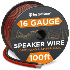 InstallGear 16 게이지 스피커 케이블 - 차량 스테레오, 홈 시어터, 서라운드 사운드용 100피트 트루 사양 소프트 터치 오디오 와이어 유연한 16AWG 간편한 설치 빨간색 / 검은색