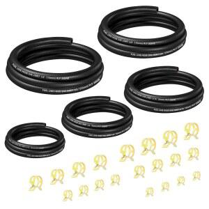 5PCS 연료 라인 호스 키트 NBR 호스에는 자동차 시스템용 20PCS 클램프가 있는 3/16인치 5/16인치 3/8인치 1/2인치 1/4인치 가스 3.28피트가 포함됩니다