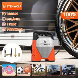 ETENWOLF ZEPHYR S3 휴대용 타이어 팽창기 100% 듀티 사이클 160 PSI 자동차 공기 압축기 7800mAh 자동차