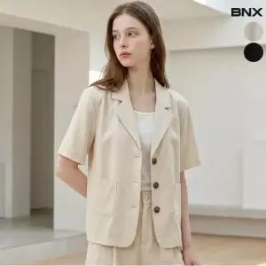 BNX 모던 린넨 쓰리버튼 반팔 자켓