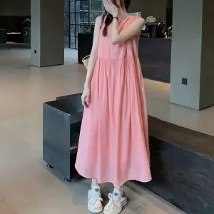 [하프클럽/]롱원피스 민소매 여름 데일리 리본