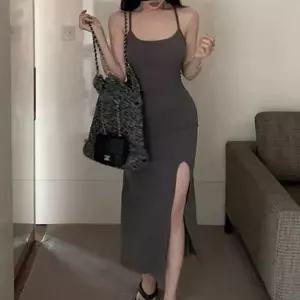[하프클럽/]슬림 끈나시롱원피스 트임 조절 스트링