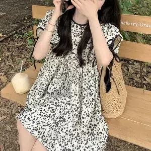 [하프클럽/]미니원피스 여름 플라워 반팔 데일리룩