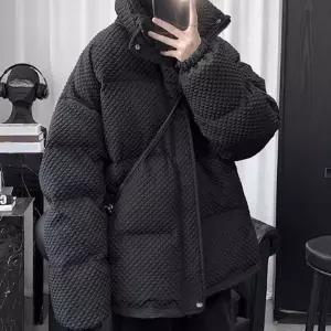 [골드스마일]엠보싱 패딩 아우터 패턴 남성 올블랙 점퍼 가벼운